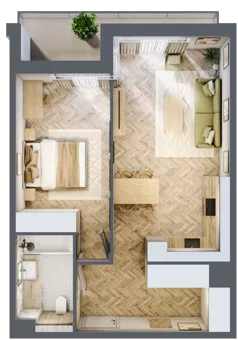 2 pokoje, apartament 49,62 m², piętro 2, oferta nr M.2.8, Marimonte - Apartamenty Mieszkalne, Warszawa, Bielany, Marymont-Kaskada, ul. Marymoncka 4