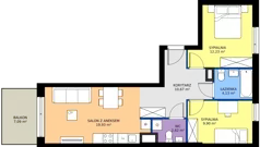 3 pokoje, mieszkanie 59,48 m², piętro 3, oferta nr MA071, ale!KEN, Warszawa, Ursynów, Ursynów Centrum, ul. Indiry Gandhi 7