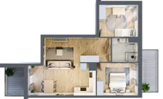 3 pokoje, apartament 60,71 m², piętro 1, oferta nr MA001, ale!KEN, Warszawa, Ursynów, Ursynów Centrum, ul. Indiry Gandhi 7