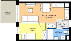 2 pokoje, mieszkanie 33,65 m², piętro 5, oferta nr MA84, ale!KEN, Warszawa, Ursynów, Ursynów Centrum, ul. Indiry Gandhi 7