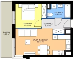 2 pokoje, mieszkanie 41,04 m², piętro 2, oferta nr MA008, ale!KEN, Warszawa, Ursynów, Ursynów Centrum, ul. Indiry Gandhi 7