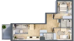 3 pokoje, mieszkanie 59,48 m², piętro 2, oferta nr MA066, ale!KEN, Warszawa, Ursynów, Ursynów Centrum, ul. Indiry Gandhi 7