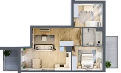 3 pokoje, mieszkanie 60,74 m², piętro 4, oferta nr MA019, ale!KEN, Warszawa, Ursynów, Ursynów Centrum, ul. Indiry Gandhi 7