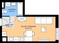 1 pokój, mieszkanie 26,98 m², piętro 1, oferta nr MA006, ale!KEN, Warszawa, Ursynów, Ursynów Centrum, ul. Indiry Gandhi 7