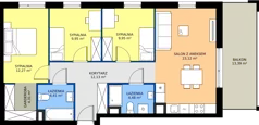 4 pokoje, mieszkanie 80,62 m², piętro 2, oferta nr MA094, ale!KEN, Warszawa, Ursynów, Ursynów Centrum, ul. Indiry Gandhi 7