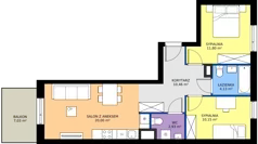 3 pokoje, mieszkanie 59,47 m², piętro 2, oferta nr MA039, ale!KEN, Warszawa, Ursynów, Ursynów Centrum, ul. Indiry Gandhi 7