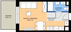 1 pokój, mieszkanie 27,12 m², piętro 5, oferta nr MA083, ale!KEN, Warszawa, Ursynów, Ursynów Centrum, ul. Indiry Gandhi 7