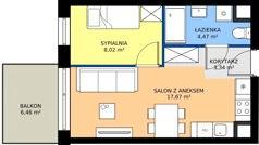 2 pokoje, mieszkanie 33,50 m², piętro 2, oferta nr MA067, ale!KEN, Warszawa, Ursynów, Ursynów Centrum, ul. Indiry Gandhi 7