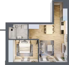 2 pokoje, lokal inwestycyjny 42,36 m², piętro 2, oferta nr M136, Museo, Gdańsk, Śródmieście, ul. Żabi Kruk 14