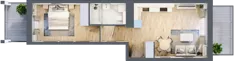 2 pokoje, mieszkanie 42,89 m², piętro 3, oferta nr A3/05, Orzechowa 2, Warszawa, Włochy, Okęcie, ul. Orzechowa 1