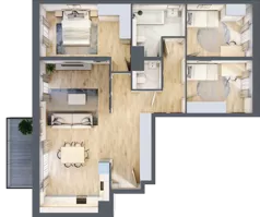 4 pokoje, mieszkanie 91,70 m², piętro 5, oferta nr B5/03, Orzechowa 2, Warszawa, Włochy, Okęcie, ul. Orzechowa 1