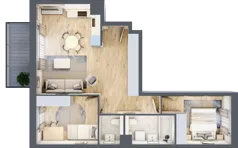 3 pokoje, mieszkanie 59,46 m², piętro 1, oferta nr B1/05, Orzechowa 2, Warszawa, Włochy, Okęcie, ul. Orzechowa 1