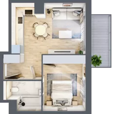 2 pokoje, mieszkanie 40,12 m², piętro 1, oferta nr B1/03, Orzechowa 2, Warszawa, Włochy, Okęcie, ul. Orzechowa 1