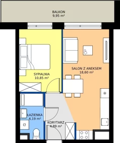 2 pokoje, mieszkanie 38,53 m², piętro 3, oferta nr MB118, ale!KEN etap 2, Warszawa, Ursynów, Ursynów Centrum, al. Komisji Edukacji Narodowej 60