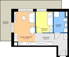 2 pokoje, mieszkanie 46,54 m², piętro 1, oferta nr MB101, ale!KEN etap 2, Warszawa, Ursynów, Ursynów Centrum, al. Komisji Edukacji Narodowej 60