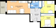 3 pokoje, mieszkanie 58,05 m², piętro 2, oferta nr MB055, ale!KEN etap 2, Warszawa, Ursynów, Ursynów Centrum, al. Komisji Edukacji Narodowej 60
