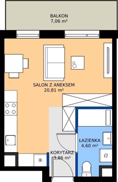 1 pokój, mieszkanie 29,27 m², piętro 6, oferta nr MB069, ale!KEN etap 2, Warszawa, Ursynów, Ursynów Centrum, al. Komisji Edukacji Narodowej 60