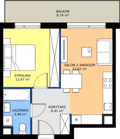 2 pokoje, mieszkanie 41,22 m², piętro 4, oferta nr MB035, ale!KEN etap 2, Warszawa, Ursynów, Ursynów Centrum, al. Komisji Edukacji Narodowej 60