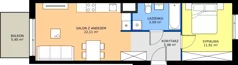 2 pokoje, mieszkanie 45,09 m², piętro 4, oferta nr MB011, ale!KEN etap 2, Warszawa, Ursynów, Ursynów Centrum, al. Komisji Edukacji Narodowej 60