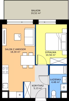 2 pokoje, mieszkanie 38,47 m², piętro 7, oferta nr MB151, ale!KEN etap 2, Warszawa, Ursynów, Ursynów Centrum, al. Komisji Edukacji Narodowej 60