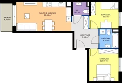 3 pokoje, mieszkanie 59,41 m², piętro 6, oferta nr MB147, ale!KEN etap 2, Warszawa, Ursynów, Ursynów Centrum, al. Komisji Edukacji Narodowej 60