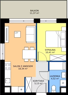 2 pokoje, mieszkanie 38,40 m², piętro 2, oferta nr MB104, ale!KEN etap 2, Warszawa, Ursynów, Ursynów Centrum, al. Komisji Edukacji Narodowej 60