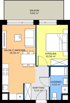 2 pokoje, mieszkanie 38,51 m², piętro 2, oferta nr MB106, ale!KEN etap 2, Warszawa, Ursynów, Ursynów Centrum, al. Komisji Edukacji Narodowej 60