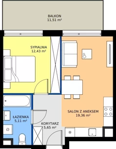 2 pokoje, mieszkanie 42,55 m², piętro 6, oferta nr MB016, ale!KEN etap 2, Warszawa, Ursynów, Ursynów Centrum, al. Komisji Edukacji Narodowej 60