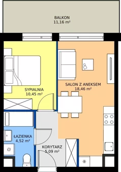 2 pokoje, mieszkanie 38,52 m², piętro 5, oferta nr MB132, ale!KEN etap 2, Warszawa, Ursynów, Ursynów Centrum, al. Komisji Edukacji Narodowej 60