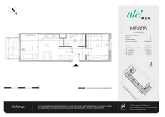 2 pokoje, mieszkanie 45,09 m², piętro 2, oferta nr MB005, ale!KEN etap 2, Warszawa, Ursynów, Ursynów Centrum, al. Komisji Edukacji Narodowej 60