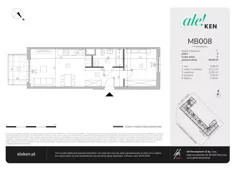2 pokoje, mieszkanie 45,09 m², piętro 3, oferta nr MB008, ale!KEN etap 2, Warszawa, Ursynów, Ursynów Centrum, al. Komisji Edukacji Narodowej 60