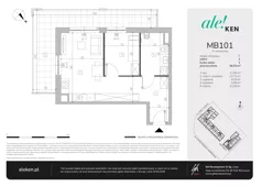 2 pokoje, mieszkanie 46,54 m², piętro 1, oferta nr MB101, ale!KEN etap 2, Warszawa, Ursynów, Ursynów Centrum, al. Komisji Edukacji Narodowej 60