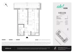 2 pokoje, mieszkanie 38,53 m², piętro 2, oferta nr MB109, ale!KEN etap 2, Warszawa, Ursynów, Ursynów Centrum, al. Komisji Edukacji Narodowej 60