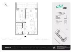2 pokoje, mieszkanie 34,39 m², piętro 2, oferta nr MB110, ale!KEN etap 2, Warszawa, Ursynów, Ursynów Centrum, al. Komisji Edukacji Narodowej 60