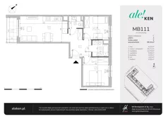 3 pokoje, mieszkanie 59,34 m², piętro 2, oferta nr MB111, ale!KEN etap 2, Warszawa, Ursynów, Ursynów Centrum, al. Komisji Edukacji Narodowej 60