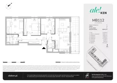 4 pokoje, mieszkanie 86,61 m², piętro 3, oferta nr MB112, ale!KEN etap 2, Warszawa, Ursynów, Ursynów Centrum, al. Komisji Edukacji Narodowej 60