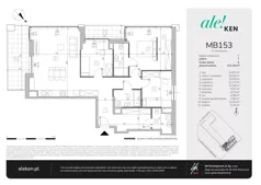 4 pokoje, mieszkanie 111,16 m², piętro 7, oferta nr MB153, ale!KEN etap 2, Warszawa, Ursynów, Ursynów Centrum, al. Komisji Edukacji Narodowej 60