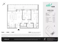 3 pokoje, mieszkanie 76,01 m², piętro 9, oferta nr MB159, ale!KEN etap 2, Warszawa, Ursynów, Ursynów Centrum, al. Komisji Edukacji Narodowej 60