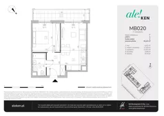 2 pokoje, mieszkanie 41,22 m², piętro 1, oferta nr MB020, ale!KEN etap 2, Warszawa, Ursynów, Ursynów Centrum, al. Komisji Edukacji Narodowej 60