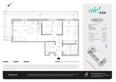 3 pokoje, mieszkanie 61,56 m², piętro 1, oferta nr MB021, ale!KEN etap 2, Warszawa, Ursynów, Ursynów Centrum, al. Komisji Edukacji Narodowej 60
