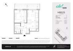 2 pokoje, mieszkanie 41,22 m², piętro 2, oferta nr MB025, ale!KEN etap 2, Warszawa, Ursynów, Ursynów Centrum, al. Komisji Edukacji Narodowej 60