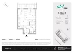 1 pokój, mieszkanie 29,37 m², piętro 5, oferta nr MB039, ale!KEN etap 2, Warszawa, Ursynów, Ursynów Centrum, al. Komisji Edukacji Narodowej 60