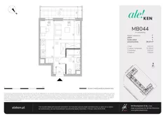 1 pokój, mieszkanie 29,37 m², piętro 6, oferta nr MB044, ale!KEN etap 2, Warszawa, Ursynów, Ursynów Centrum, al. Komisji Edukacji Narodowej 60