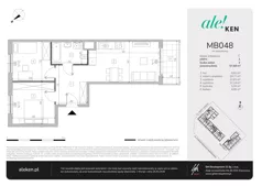 3 pokoje, mieszkanie 57,68 m², piętro 1, oferta nr MB048, ale!KEN etap 2, Warszawa, Ursynów, Ursynów Centrum, al. Komisji Edukacji Narodowej 60