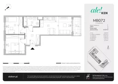 3 pokoje, mieszkanie 57,37 m², piętro 1, oferta nr MB072, ale!KEN etap 2, Warszawa, Ursynów, Ursynów Centrum, al. Komisji Edukacji Narodowej 60