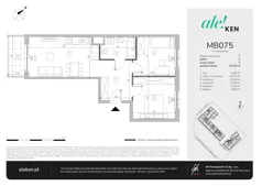 3 pokoje, mieszkanie 57,87 m², piętro 1, oferta nr MB075, ale!KEN etap 2, Warszawa, Ursynów, Ursynów Centrum, al. Komisji Edukacji Narodowej 60