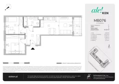 3 pokoje, mieszkanie 57,37 m², piętro 2, oferta nr MB076, ale!KEN etap 2, Warszawa, Ursynów, Ursynów Centrum, al. Komisji Edukacji Narodowej 60