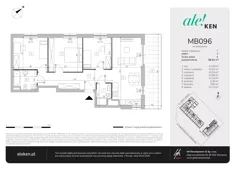 4 pokoje, mieszkanie 86,61 m², piętro 1, oferta nr MB096, ale!KEN etap 2, Warszawa, Ursynów, Ursynów Centrum, al. Komisji Edukacji Narodowej 60