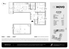 3 pokoje, mieszkanie 69,56 m², piętro 3, oferta nr A3/08, BEMOVO, Warszawa, Bemowo, Chrzanów, ul. Batalionów Chłopskich 95