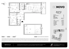 3 pokoje, mieszkanie 69,98 m², piętro 3, oferta nr A3/12, BEMOVO, Warszawa, Bemowo, Chrzanów, ul. Batalionów Chłopskich 95